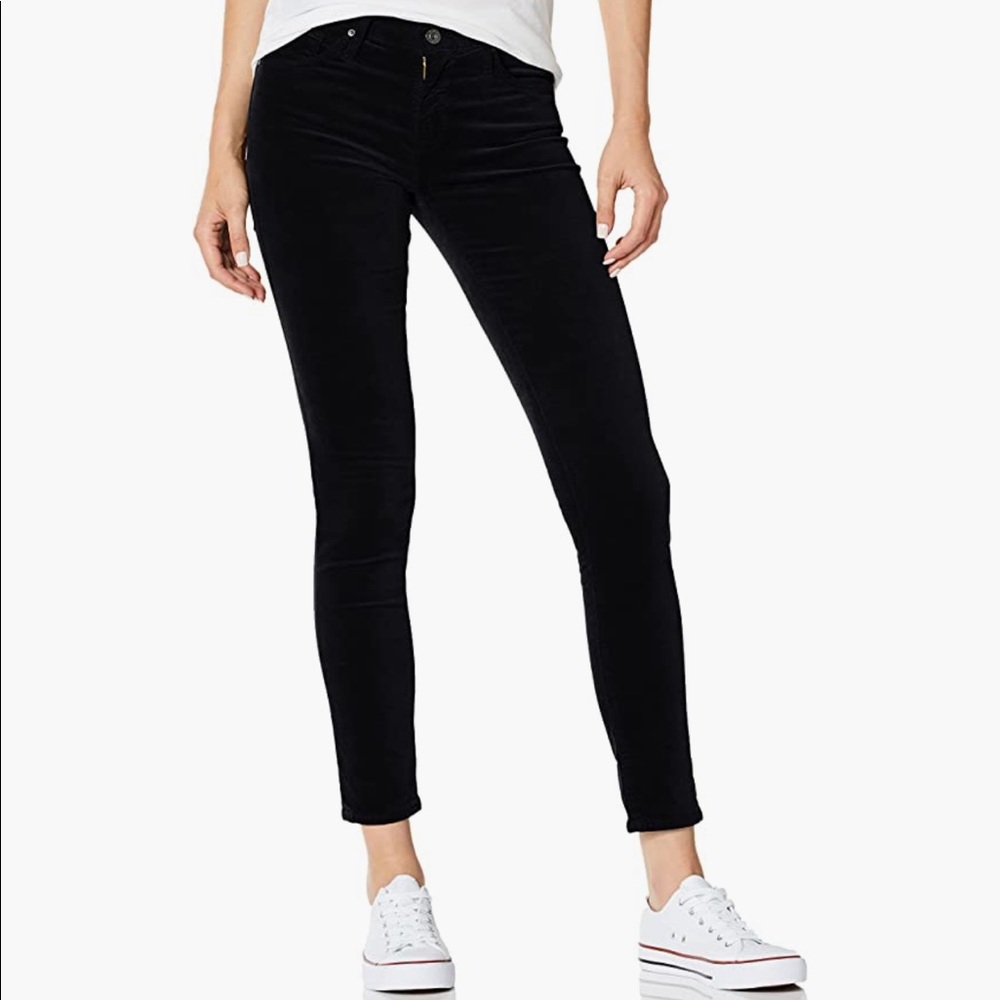 AG The Legging Super Skinny Black Velvet Pants 26